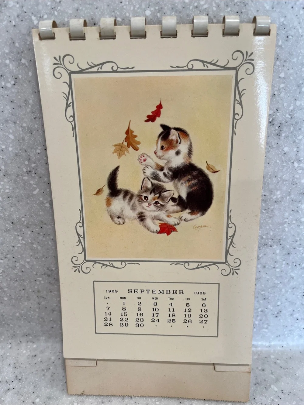 Vtg 1969 Marjorie M. Cooper Kitten Kalendar MCM Calendar by Gibson HTF **READ**